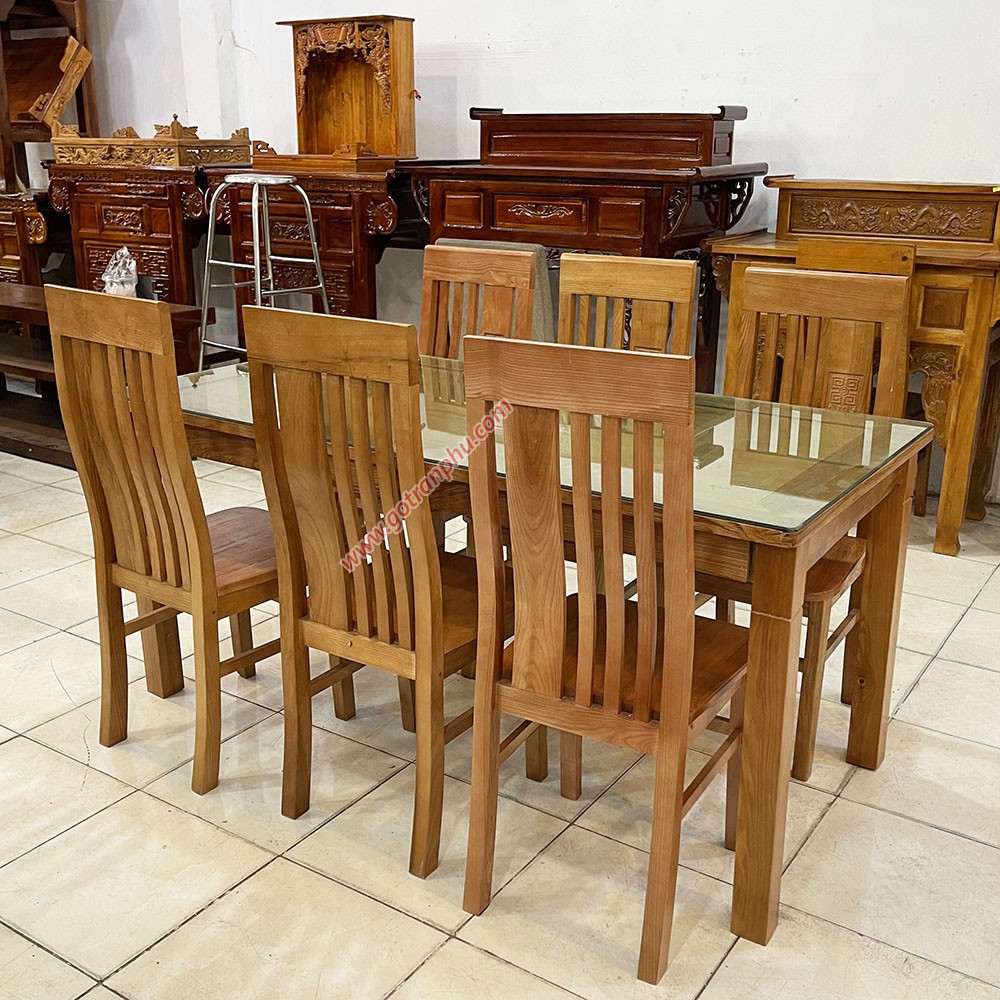 Bộ bàn ăn 6 ghế gỗ sồi nga BA020