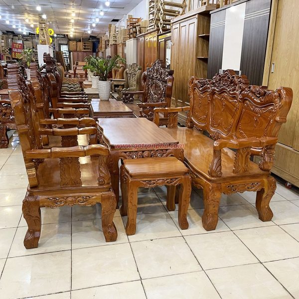 Bộ bàn ghế salon luis gỗ gõ đỏ P014