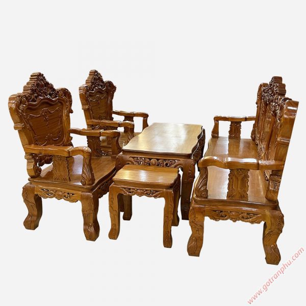 Bộ bàn ghế salon luis gỗ gõ đỏ P014