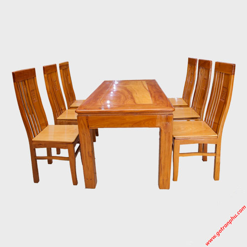 Bộ bàn ăn 6 ghế gỗ căm gõ hình chữ nhật BA042