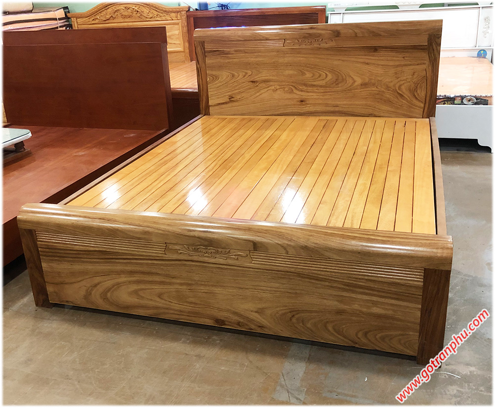 Giường ngủ gỗ hương xám kẻ chỉ giát phản (1m6 - 1m8 x 2m) (1)