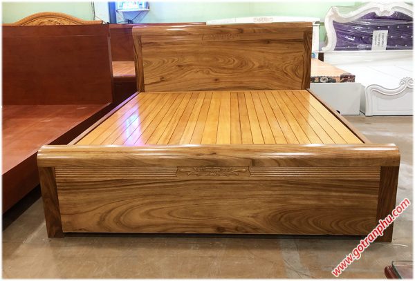 Giường ngủ gỗ hương xám kẻ chỉ giát phản (1m6 - 1m8 x 2m) (2)