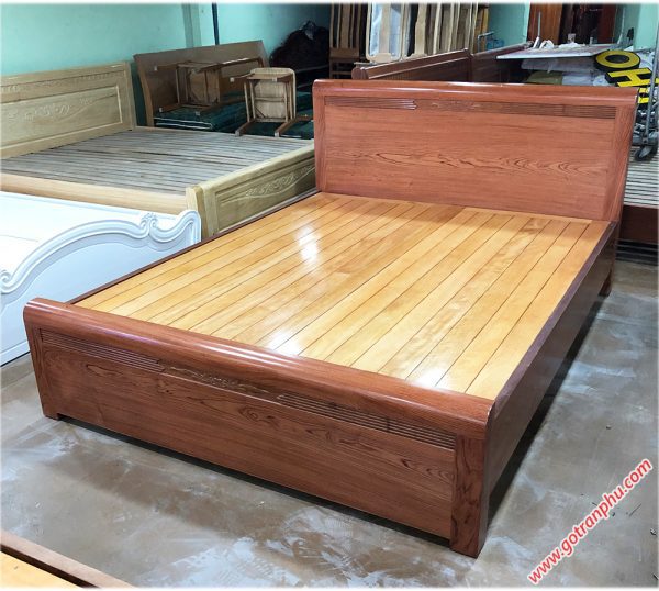 Giường ngủ gỗ hương đá kẻ chỉ dát phản (1m6 - 1m8 x 2m) (2)