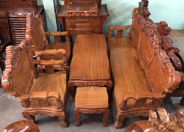 Bộ bàn ghế Salon gỗ gõ đỏ Lào
