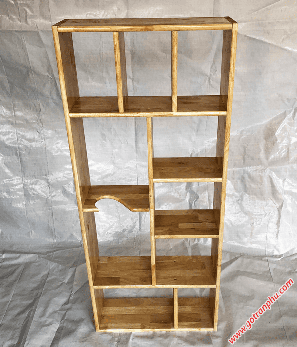 Kệ sách treo tường gỗ cao su màu gỗ tự nhiên 1m4 KS011 (4)