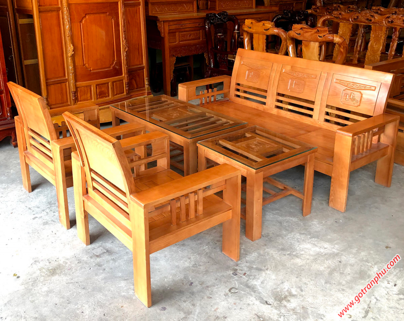 Bộ sofa phòng khách gỗ sồi nan Phúc - Lộc - Thọ (7)
