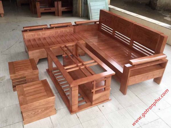 Bộ bàn ghế sofa gia đình gỗ sồi tự nhiên 2 màu (2)