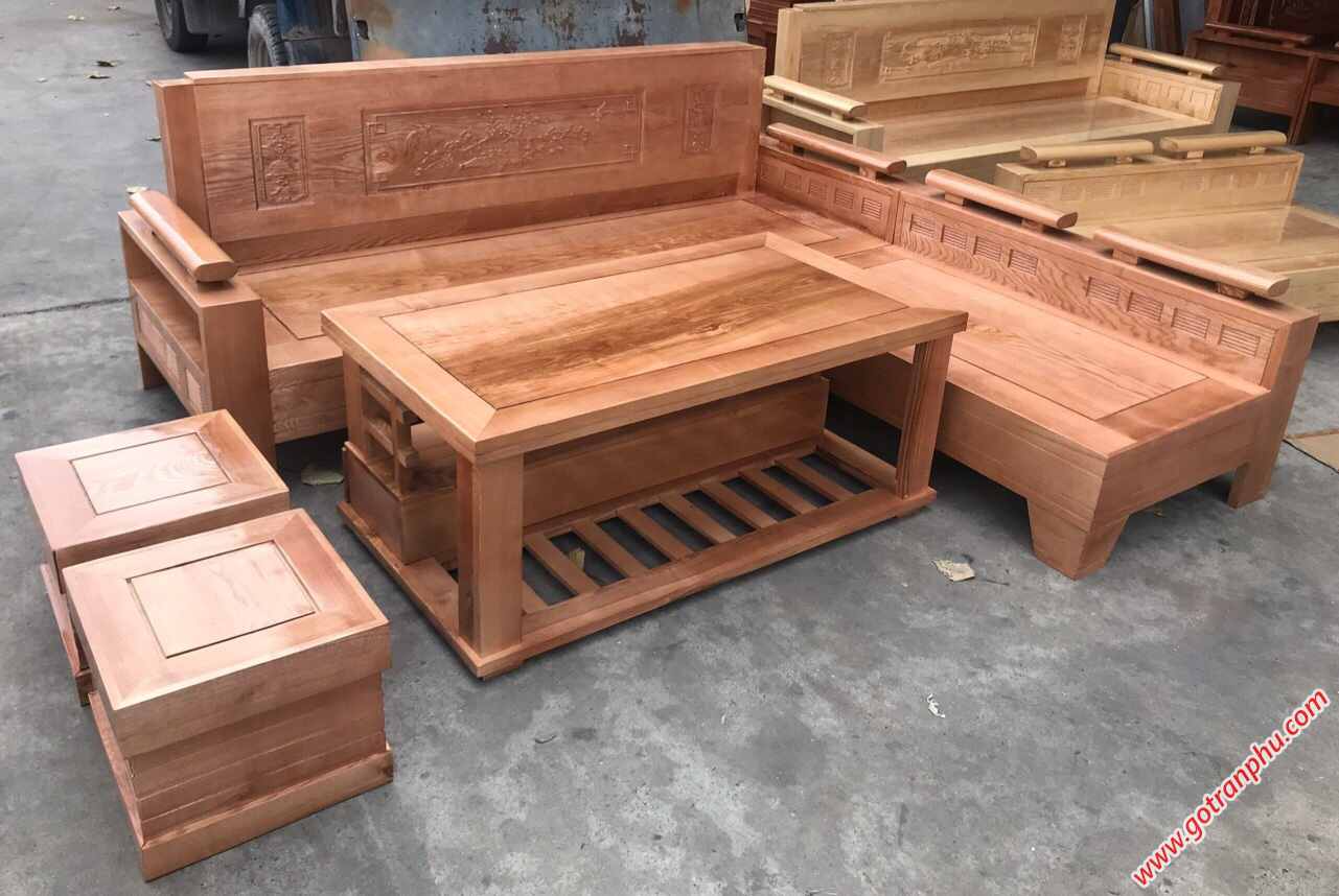 Bộ bàn ghế sofa gia đình gỗ sồi tự nhiên - SF006 (1)