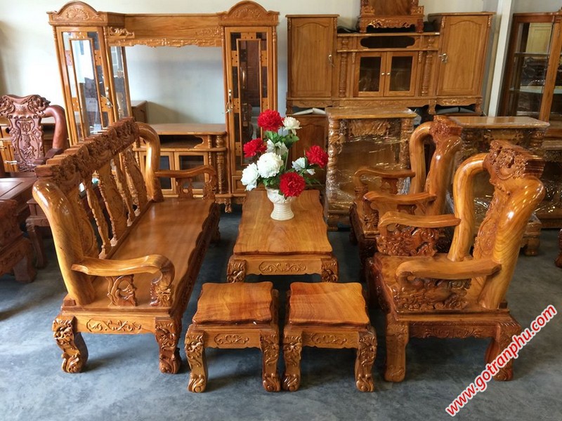 Bàn ghế gỗ kiểu hiện đại bền đẹp dành cho phòng khách