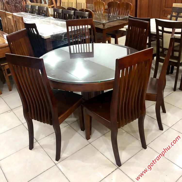 Bộ bàn ăn gỗ Sồi miền Nam hình tròn 6 ghế (2)