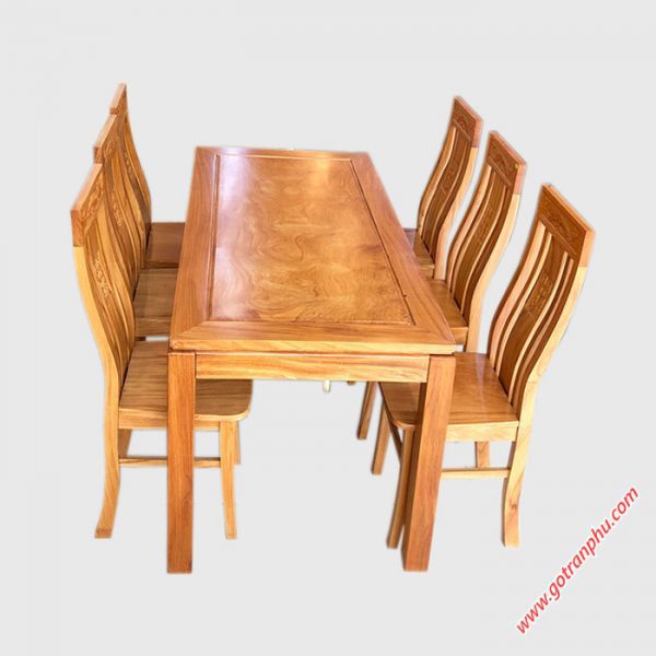Bàn ăn hình chữ nhật 6 ghế gỗ gõ đỏ BA030 (1)