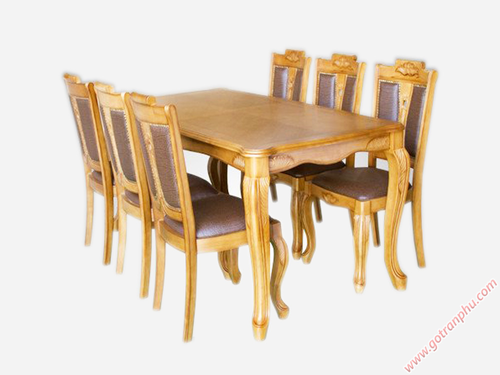 Bộ bàn ăn gỗ cao su luis 6 ghế BA019