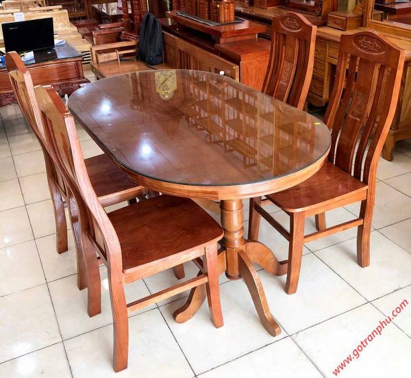 Bộ bàn ăn gỗ sồi hình oval 4 ghế 1m4 BA014 (0)