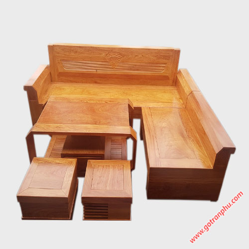 Bộ sofa góc gỗ hương đá tay nghiêng SF028