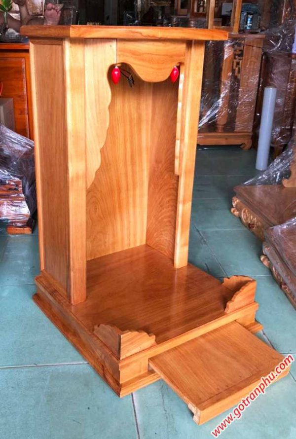 Trang thờ ông địa gỗ gõ đỏ không cột (trơn) 48cm OD032 (2)