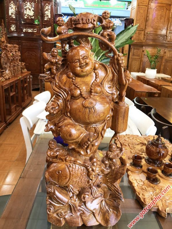 Tượng Phật Di Lặc gỗ Hương 60cm TG031 (1)