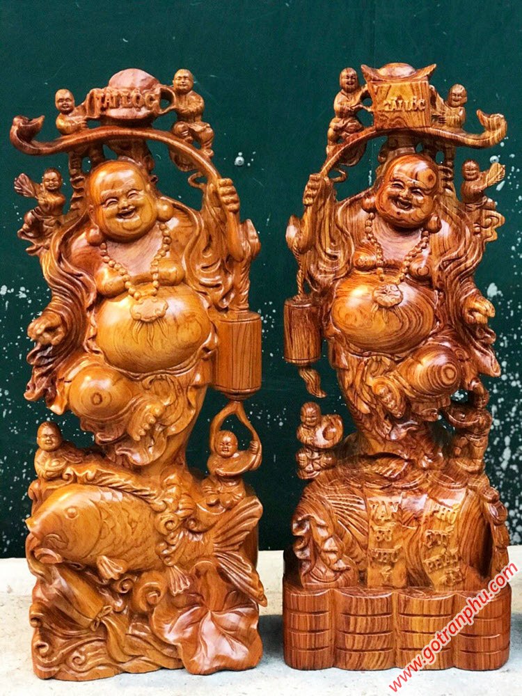 Tượng Phật Di Lặc gỗ Hương 60cm TG031 (3)