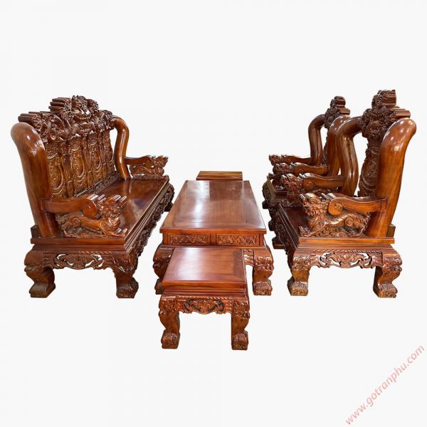 Bộ bàn ghế phòng khách salon tay 16 gỗ gụ SA025