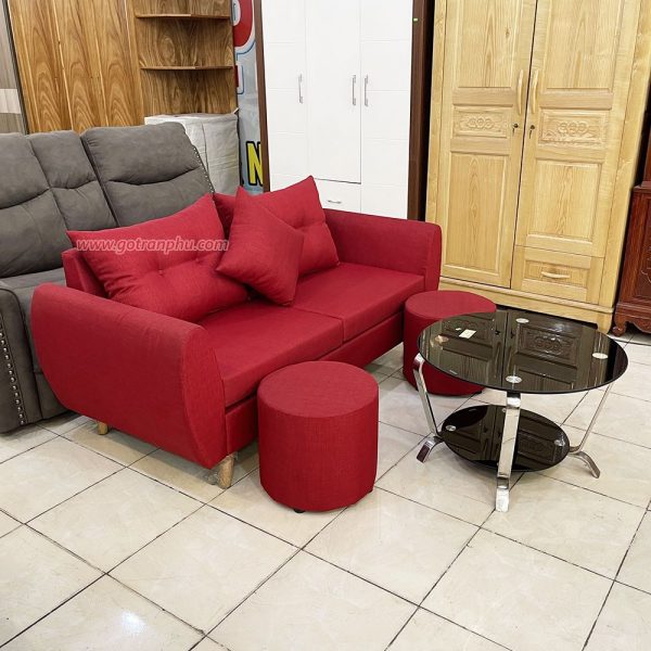 Bộ bàn ghế Sofa văng đỏ phòng khách P1005